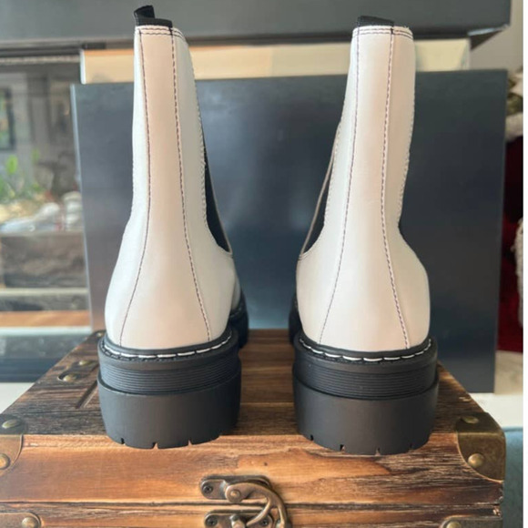 Marc Fisher Patrick Chelsea Lugsole Booties in White Leather - Picture 7 of 10